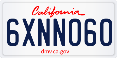 CA license plate 6XNN060