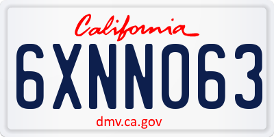 CA license plate 6XNN063