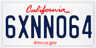 CA license plate 6XNN064