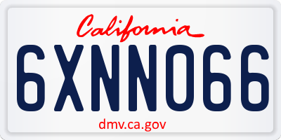CA license plate 6XNN066