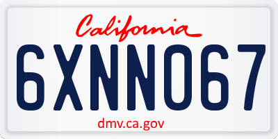 CA license plate 6XNN067
