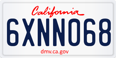 CA license plate 6XNN068