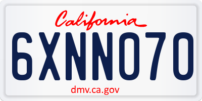 CA license plate 6XNN070