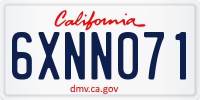 CA license plate 6XNN071