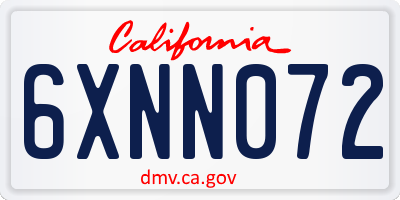 CA license plate 6XNN072