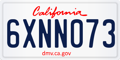 CA license plate 6XNN073