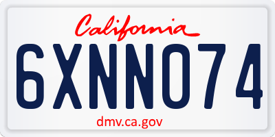CA license plate 6XNN074