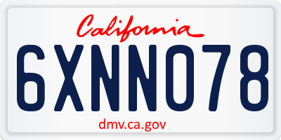 CA license plate 6XNN078