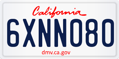 CA license plate 6XNN080