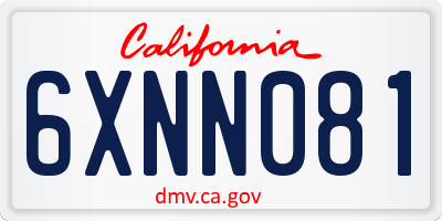 CA license plate 6XNN081