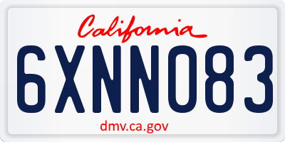 CA license plate 6XNN083