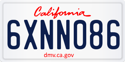 CA license plate 6XNN086