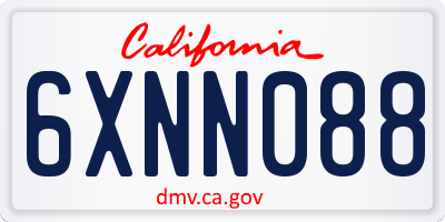 CA license plate 6XNN088