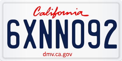 CA license plate 6XNN092
