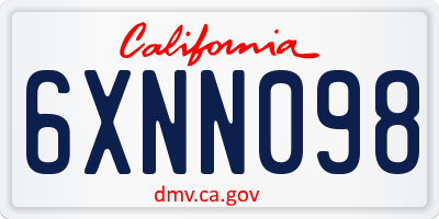 CA license plate 6XNN098