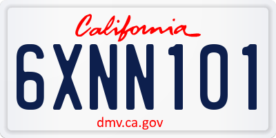 CA license plate 6XNN101
