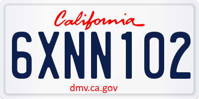 CA license plate 6XNN102