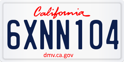 CA license plate 6XNN104