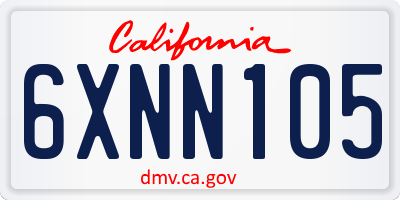 CA license plate 6XNN105