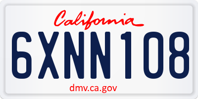 CA license plate 6XNN108