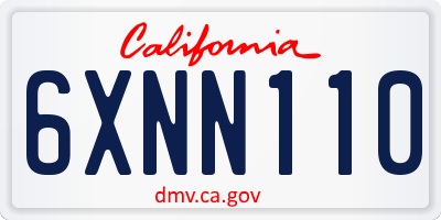 CA license plate 6XNN110