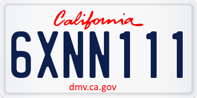 CA license plate 6XNN111
