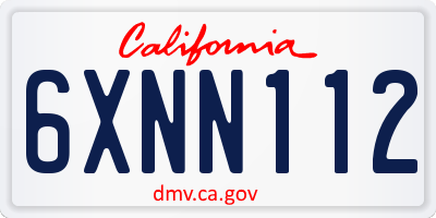 CA license plate 6XNN112