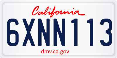 CA license plate 6XNN113