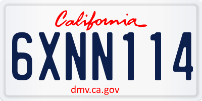 CA license plate 6XNN114