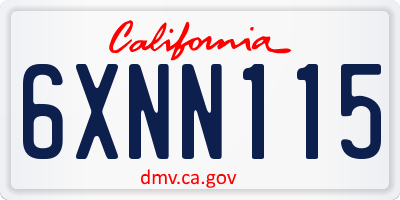 CA license plate 6XNN115