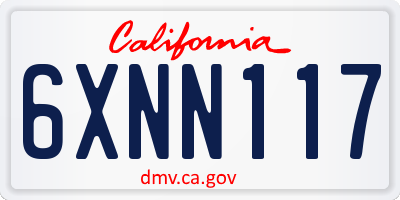 CA license plate 6XNN117