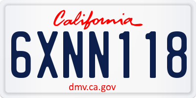 CA license plate 6XNN118
