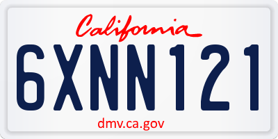 CA license plate 6XNN121