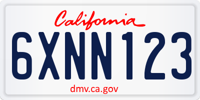 CA license plate 6XNN123