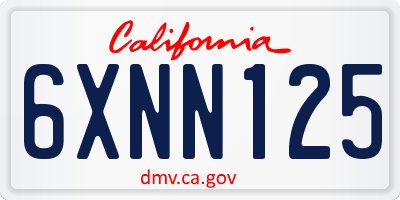 CA license plate 6XNN125