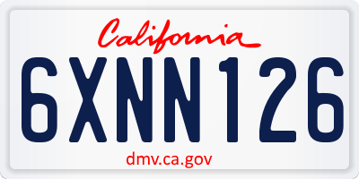 CA license plate 6XNN126