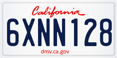 CA license plate 6XNN128