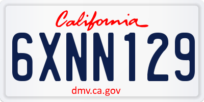 CA license plate 6XNN129