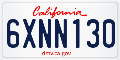 CA license plate 6XNN130