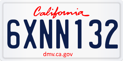 CA license plate 6XNN132