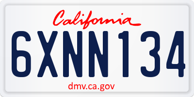 CA license plate 6XNN134