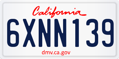 CA license plate 6XNN139