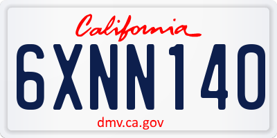 CA license plate 6XNN140