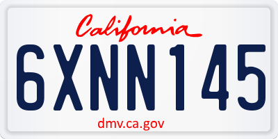 CA license plate 6XNN145