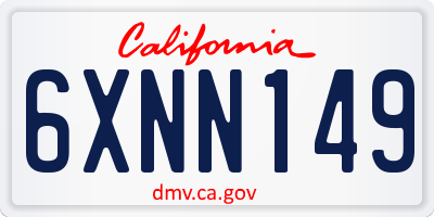 CA license plate 6XNN149
