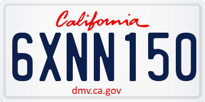 CA license plate 6XNN150