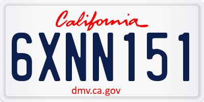 CA license plate 6XNN151