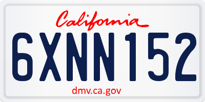 CA license plate 6XNN152