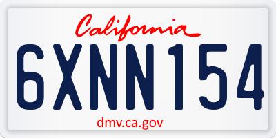 CA license plate 6XNN154