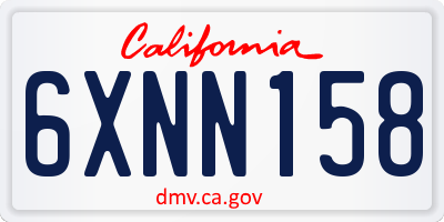CA license plate 6XNN158